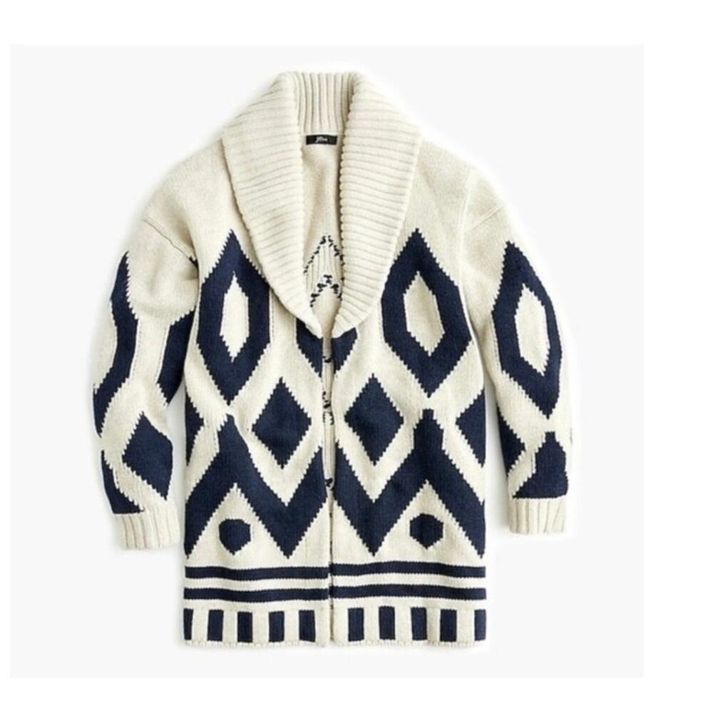 J Crew Fair Isle Wool Cardigan Coat Size XL K4647